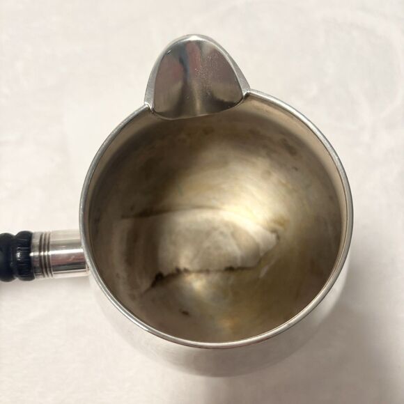 Vintage WM ROGERS Silverplate Pipkin Gravy Bowl Brandy Warmer w/Wood Handle - Picture 5 of 10